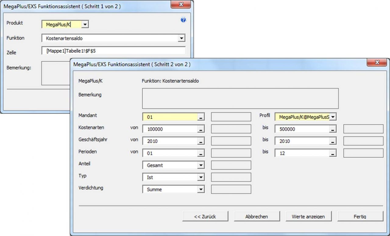 MegaPlus/EXS - Excel-basiertes Reporting (Add-In)