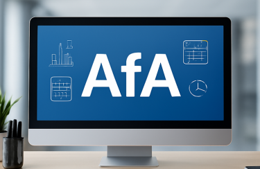 AfA auf Bildschirm am Schreibtisch