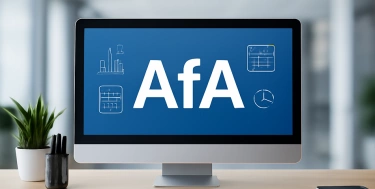 AfA auf Bildschirm am Schreibtisch