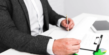 Business man working in a office desktop