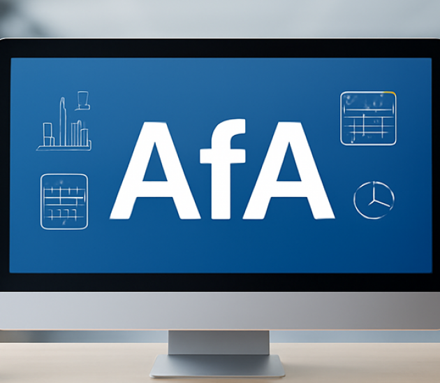 AfA auf Bildschirm am Schreibtisch