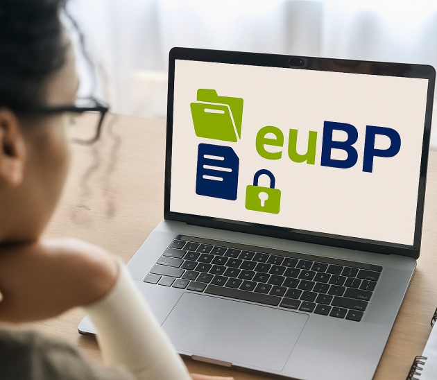 Frau arbeitet am Laptop